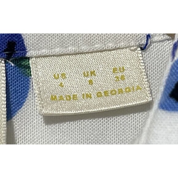 Anthropologie MAEVE Blithe Button Up Shirt  Blueberry Print Tie Sleeves Sz 4 - Picture 10 of 10